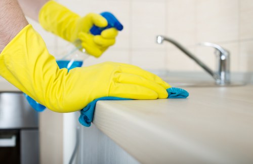 Machine scrubbing hard flooring in a Bayswater commercial space